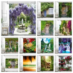 Waterproof Polyester Scenic Fabric Shower Curtain for Bathroom +12HOOKS - Foto 1 di 29