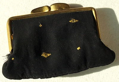 Purse Small Black Purse Bag True Vintage Black Embroidered - Image 1 of 2