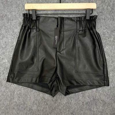 Chocolate USA Faux Leather Shorts Womens Medium Black Pockets Vegan Moto - Image 1 of 4