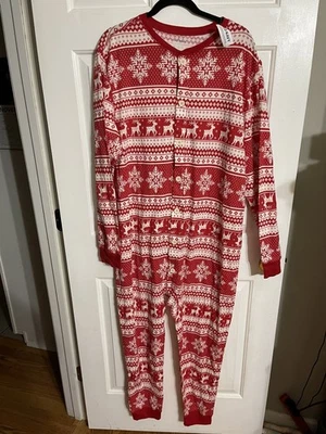 NUEVO Pijama Unisex Talla XL Rojo Fair Isle 1 Pc Navidad Vacaciones Salón ANTIGUO AZUL MARINO Foto 1 de 4