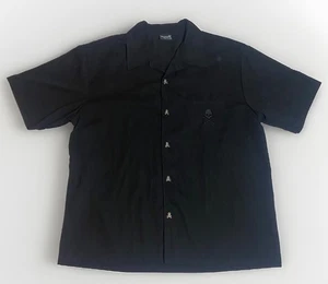 Steady Last Call Black Shirt Men's XL Skull Crossbones Made in USA Skull Buttons - Picture 1 of 10