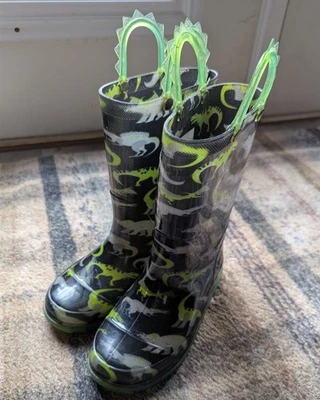 Botas de lluvia para niños Western Chief Light Up Dinosaurio - Talla 11 Foto 1 de 4