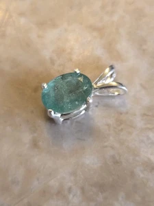 Anhänger Sterlingsilber grüner sambischer Smaragd - Bild 1 von 2