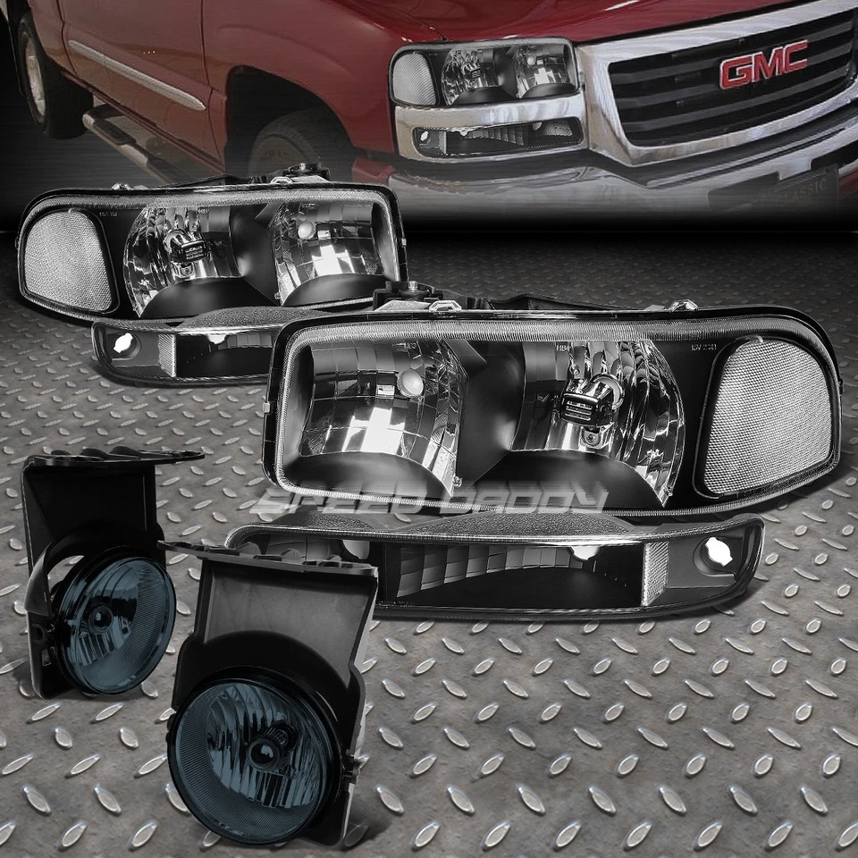 FARO PARACHOQUES CARCASA NEGRA + LENTE HUMO LUZ ANTINIEBLA/LÁMPARA PARA 03-06 GMC SIERRA Foto 1 de 4