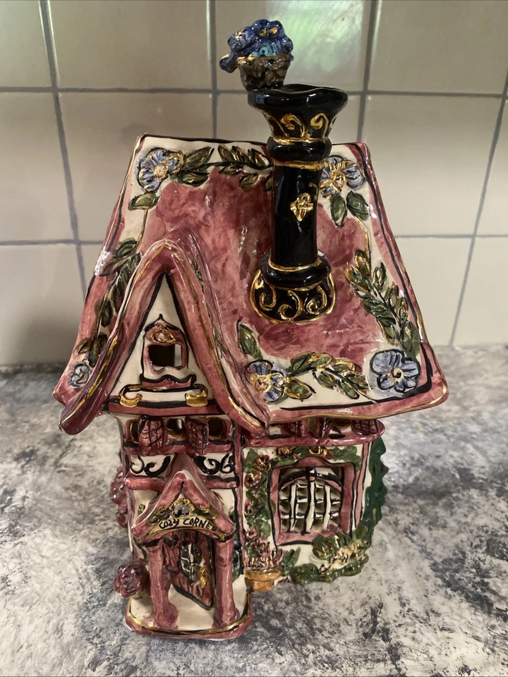 Blue Sky Clayworks, Heather Goldminc, Vintage 2000 “Cozy Corner” Tea Light House - Image 1 of 4