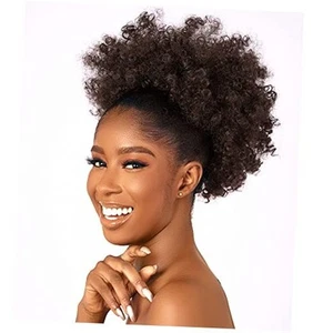 Afro Puff kinky curly Drawstring Ponytail Extension for Black Women 12 Inch 4# - Picture 1 of 6