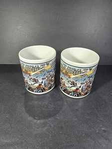 VTG Los Angeles Raiders NFL Cartoon Coffee Cup by Custom Edge Set Of 2 - Picture 1 of 9
