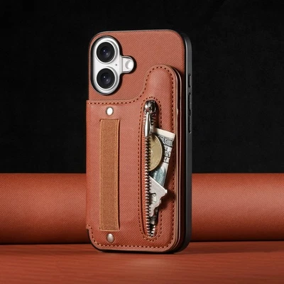 Funda de cuero para teléfono con billetera para iPhone 17 Air 17 16 Pro Max 15 14 13 12 11 XR 7 XS Foto 1 de 4