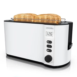 Arendo MANHA 4 Scheiben Edelstahl Langschlitz Toaster 1500W LCD Display Weiß - Bild 1 von 7