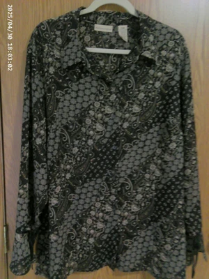 Túnica feminina vintage Apostrophe preta/bege manga longa Bouse tamanho 22 - Imagem 1 de 4