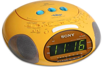 Vintage Y2K Sony Psyc Yellow Dream Machine AM/FM CD Clock Radio ICF-CD831 Used - Image 1 of 4