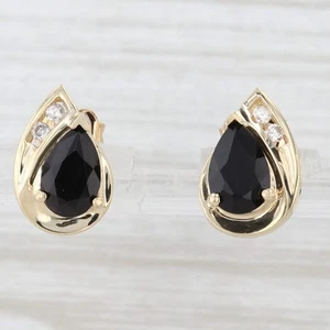 Pendientes De Stud De Diamante De Perla De Ónix En Oro Amarillo De 14k - Imagen 1 de 6
