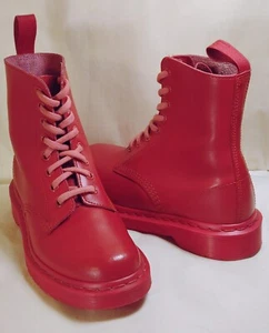 Dr. Martens Pascal Red Leather Lace-Up Combat Boots Women's 6/Men's 5 *XLNT* - Picture 1 of 10