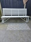 Garden Bench - English Country house Vintage wood & wrought iron strapwork style