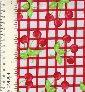 Oh-Cherry-Oh Collection Moda Fabrics FQ Cherries on Red Grid VERY RARE OOP #24 - Picture 1 of 1