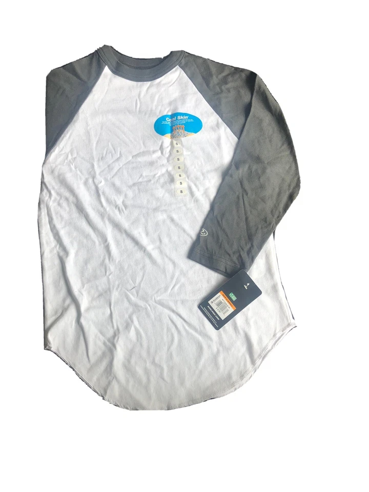 Мужская бейсбольная рубашка Rawlings длина рукава 3/4 размер маленький. белый. серые рукава - Изображение 1 из 1