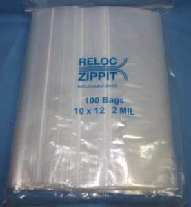100 Reclosable 10" x 12" Bags, 2mil Plastic - Picture 1 of 2