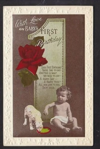 WITH LOVE ON BABY'S FIRST BIRTHDAY - 1910'S, EMBOSSED - Picture 1 of 2