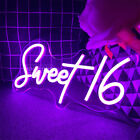 14.96" Sweet 16 Birthday Backdrop Neon Sign USB Light Custom Birthday Party Wall