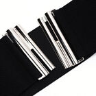 UK 8-12 Wide Black Waist 3inch Belt with Silver Buckle Women Stretch Elasticated