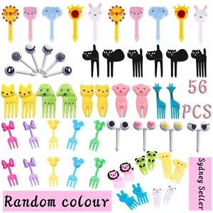 Mini Kids Animal Food Fruit Picks Forks Lunch Box Accessory Decor Tool 56Pcs - Picture 1 of 12