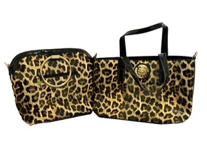 Lantadeli Paris Designer Cheeta Metallic Skin Effect Handbags Glossy 2x Lot - Picture 1 of 22