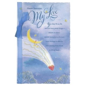 Romantic HAPPY BIRTHDAY MY LOVE Card, Moon Stars Heart by American Greetings +✉ - Picture 1 of 6