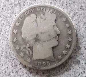 1896 P Münze Silber Barber Half Dollar 90% Silber zirkuliert ungradiert ungeprüft - Bild 1 von 4