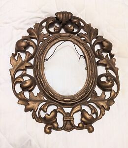 Antique Rococo Cast Iron Scrolled Leaves Hanging Picture Frame 
