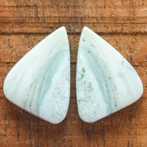 Par de piedras preciosas sueltas de ágata de encaje verde natural de 19,15 quilates 20 mm X 15 mm aprox. - Imagen 1 de 6
