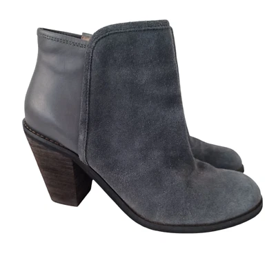 SoftWalk ботильоны женщин США 7M серый кожаный замши стороны молнии лодыжки блок каблук - Изображение 1 из 4