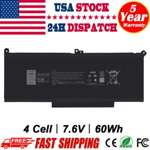 F3YGT Battery For Dell Latitude 12 7000 7280 7290 13 7380 7390 14 7480 7490 60Wh - Picture 1 of 14