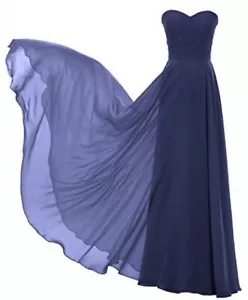 Alicepub A-line Chiffon Bridesmaid Dress Long Prom Ball Evening Gown Blue Size12 - Picture 1 of 10