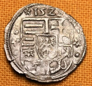 Medieval Hungarian Kingdom Coin - II Wladislaus AR Denar 1525 - Picture 1 of 2