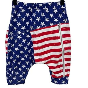 Posh Kiddos American Flag Harem Shorts Size 9 Red White & Blue - Picture 1 of 6