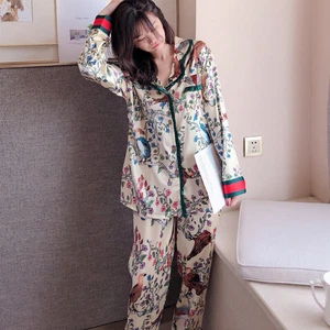 SetPigiama Homewear Donna Manica Lunga Pigiama Stampa Raso Pigiama - Foto 1 di 14