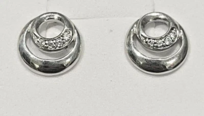 925/- Silber Ohrstecker simulierten Diamanten Muster, ca 12 mm lang,ungetragen - Bild 1 von 3