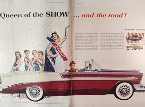 Anuncio postal sábado noche 1956 Chevrolet Queen Bel Air convertible Bruce Bomberger - Imagen 1 de 1