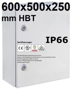 Schaltschrank 600x500x250 mm IP66 UL VDE Metall 1-türig mit Montageplatte - Bild 1 von 7