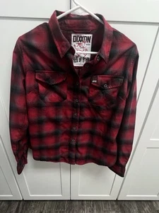 Dixxon Flannel Shirt Mens Medium Red Black Plaid Sick Of It All Outdoors Biker - Picture 1 of 6