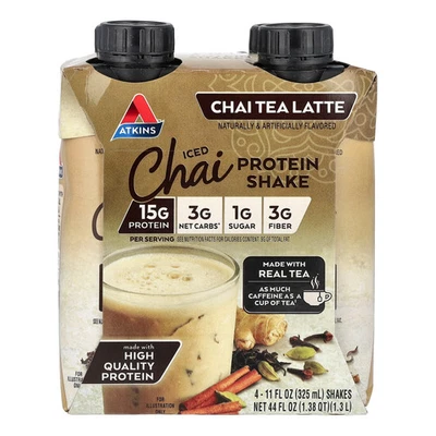 Batido de proteína con leche de té helado, Chai, 4 batidos, 11 fl oz (325 ml) cada uno Foto 1 de 3