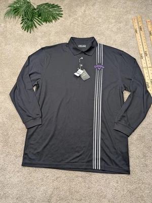 Camisa Polo Callaway Para Hombres XLT Antracita Manga Larga Golf Rendimiento Rayas Foto 1 de 4