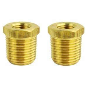 Two 1/2" MNPT x 1/4" FNPT Solid Brass Bushings Reducer Fitting Reducing Adapter - Picture 1 of 6