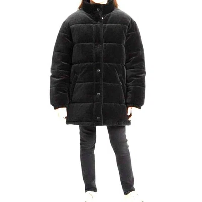 Abrigo acolchado American Girl negro de terciopelo aislado con cremallera frontal talla M Foto 1 de 4