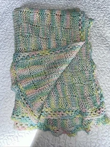 Handmade Crochet Baby Blanket Afghan Pastels 38x60” Swaddle - Picture 1 of 5