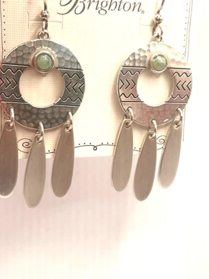 Brincos pendurados Brighton Marrakesh mirage verde prata - Imagem 1 de 4