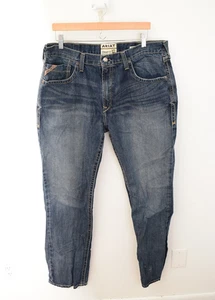 Ariat M5 Jeans Mens 38x36 Blue Straight Fit Straight Leg Denim Distressed Pants - Picture 1 of 4