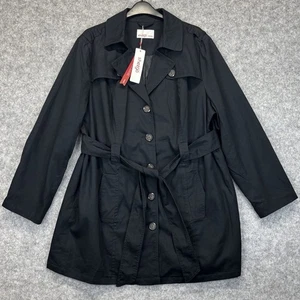 Sheego Trench Coat Size UK 22 Black Belted Women’s New With Tags BNWT Ladies - Picture 1 of 9