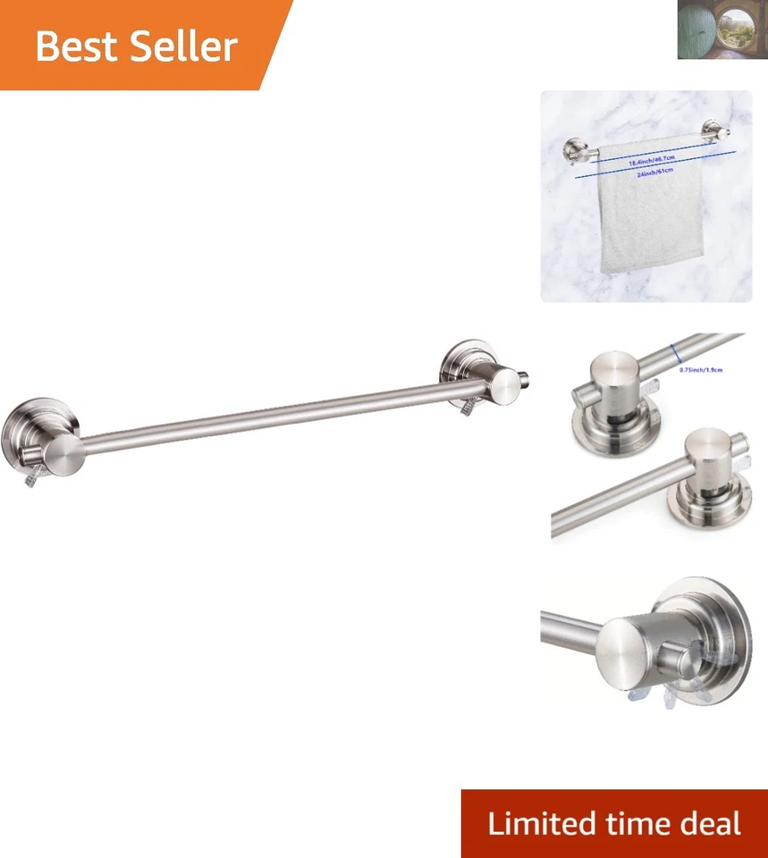 24 Inch Suction Cup Towel Bar Bath Shower Towel Holder 24inch Brushed Nickel