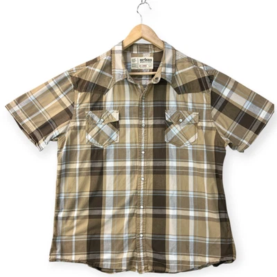Urban Pipeline Mens Plaid Shirt Western Rodeo Short Sleeve Pearl Snap Sz XXL Sli - Image 1 of 4